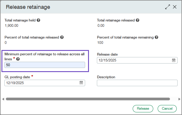 Release retainage window Release retainage window
