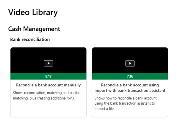 Video library showing reconciliation videos