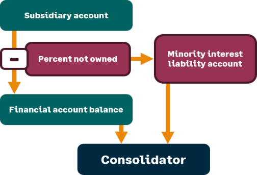 Non-owned percentage moving to the minority interest liability account and then to the consolidator.