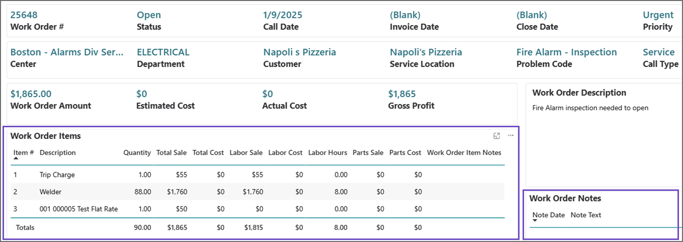 work order details page